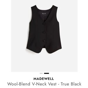 Madewell Wool-Blend V-Neck Vest in True Black- NWT